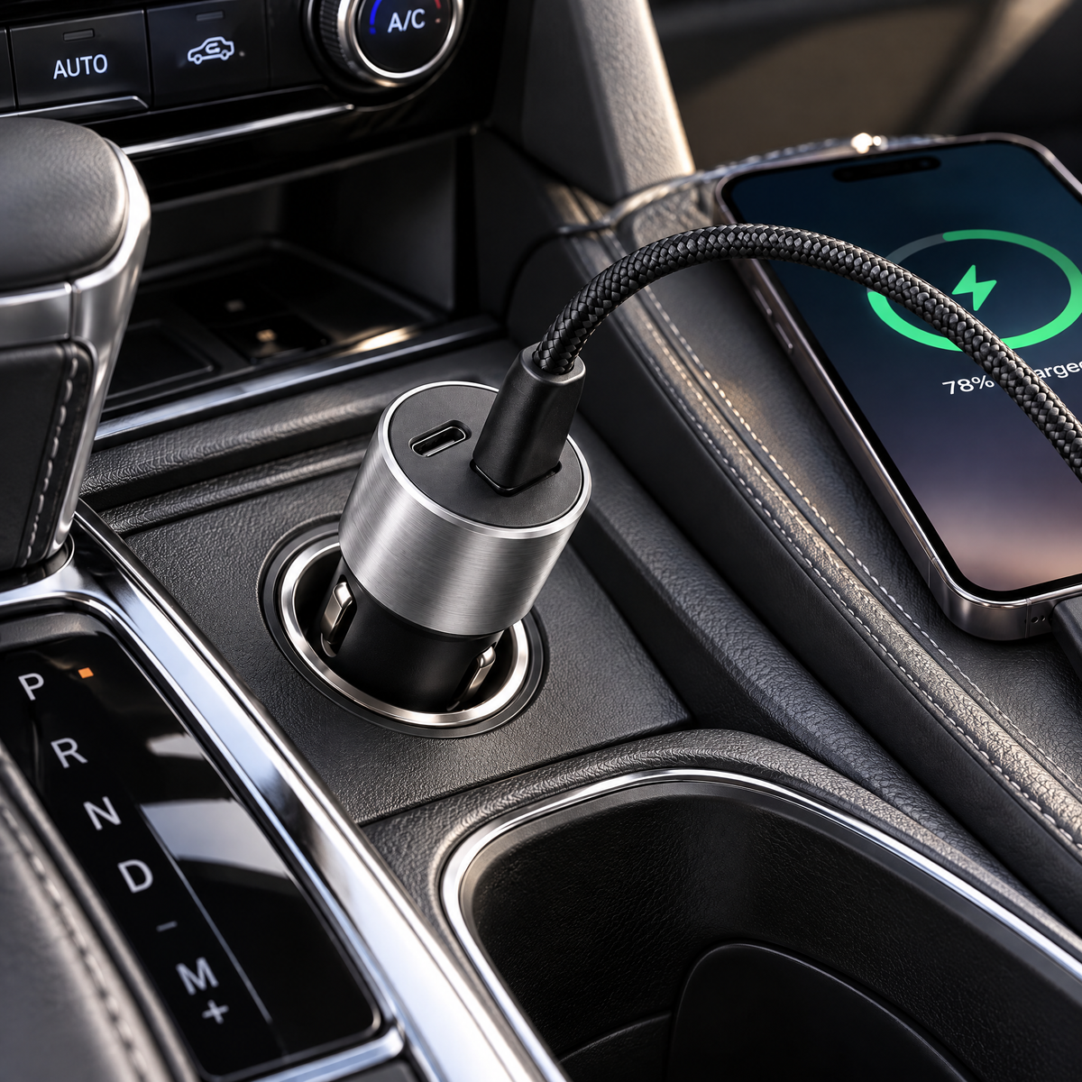 zuvqelix Dual-Port USB Car Charger — in-car use