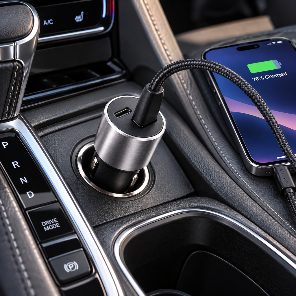 zuvqelix Dual-Port USB Car Charger — lifestyle view