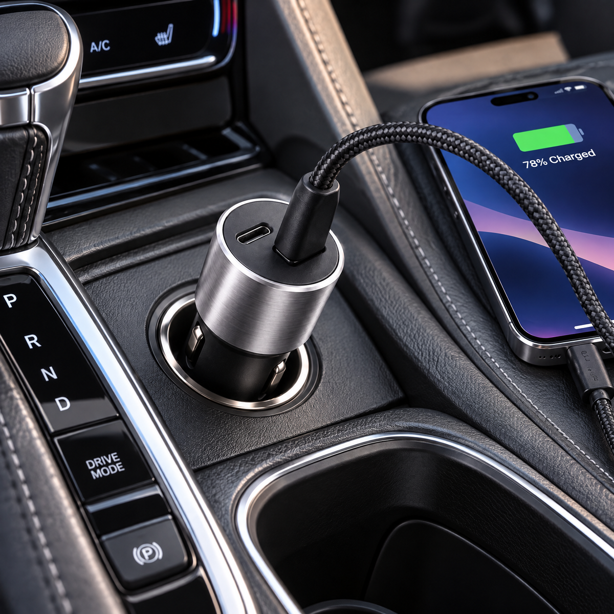 zuvqelix Dual-Port USB Car Charger — lifestyle view