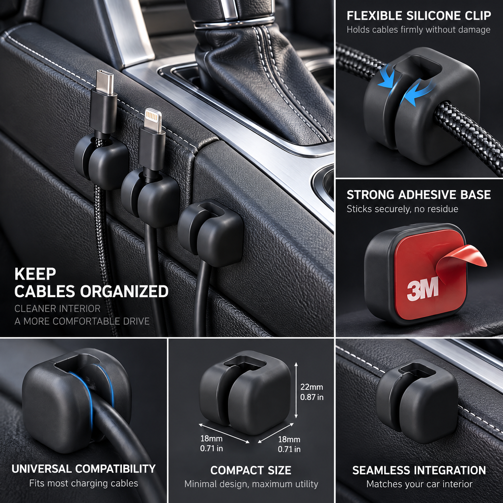 zuvqelix Black Car Cable Organizer Clips — feature overview