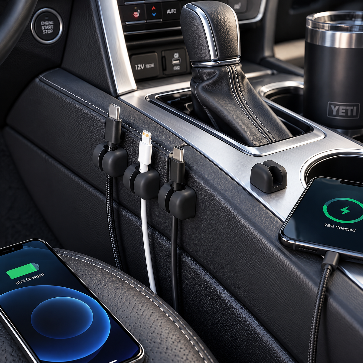 zuvqelix Black Car Cable Organizer Clips — lifestyle view