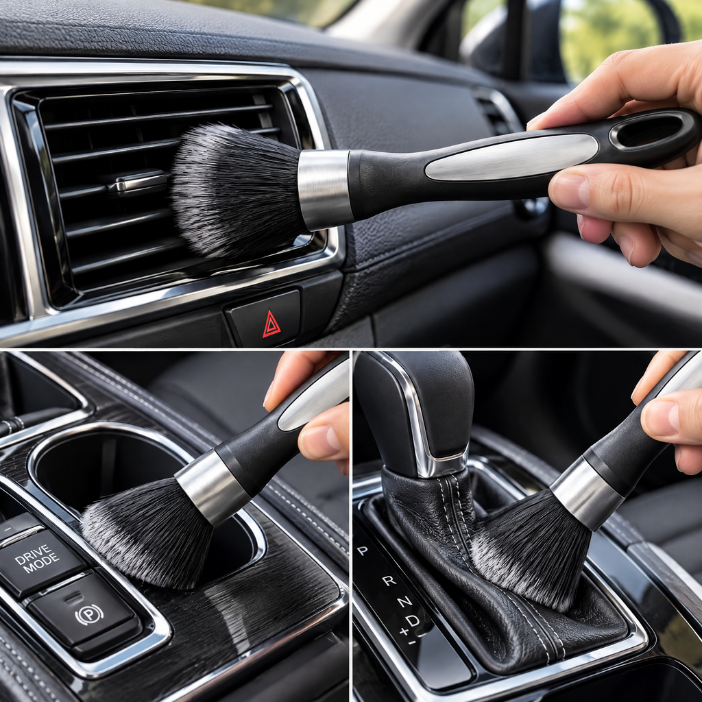 zuvqelix Car Interior Detailing Brush Set — in-car use